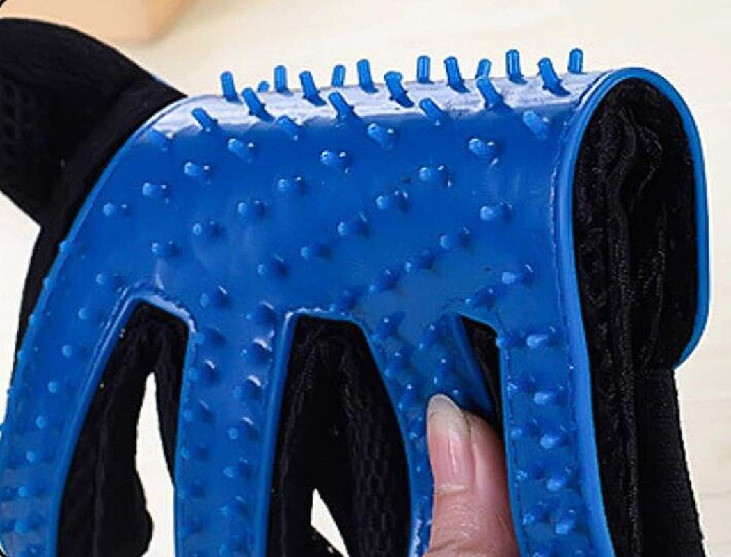 1-2 Pair Pet Dog Cat De-Shedding Brush Grooming Glove Massage Hair Fur Removal Detangle (1 Pair, Blue)
