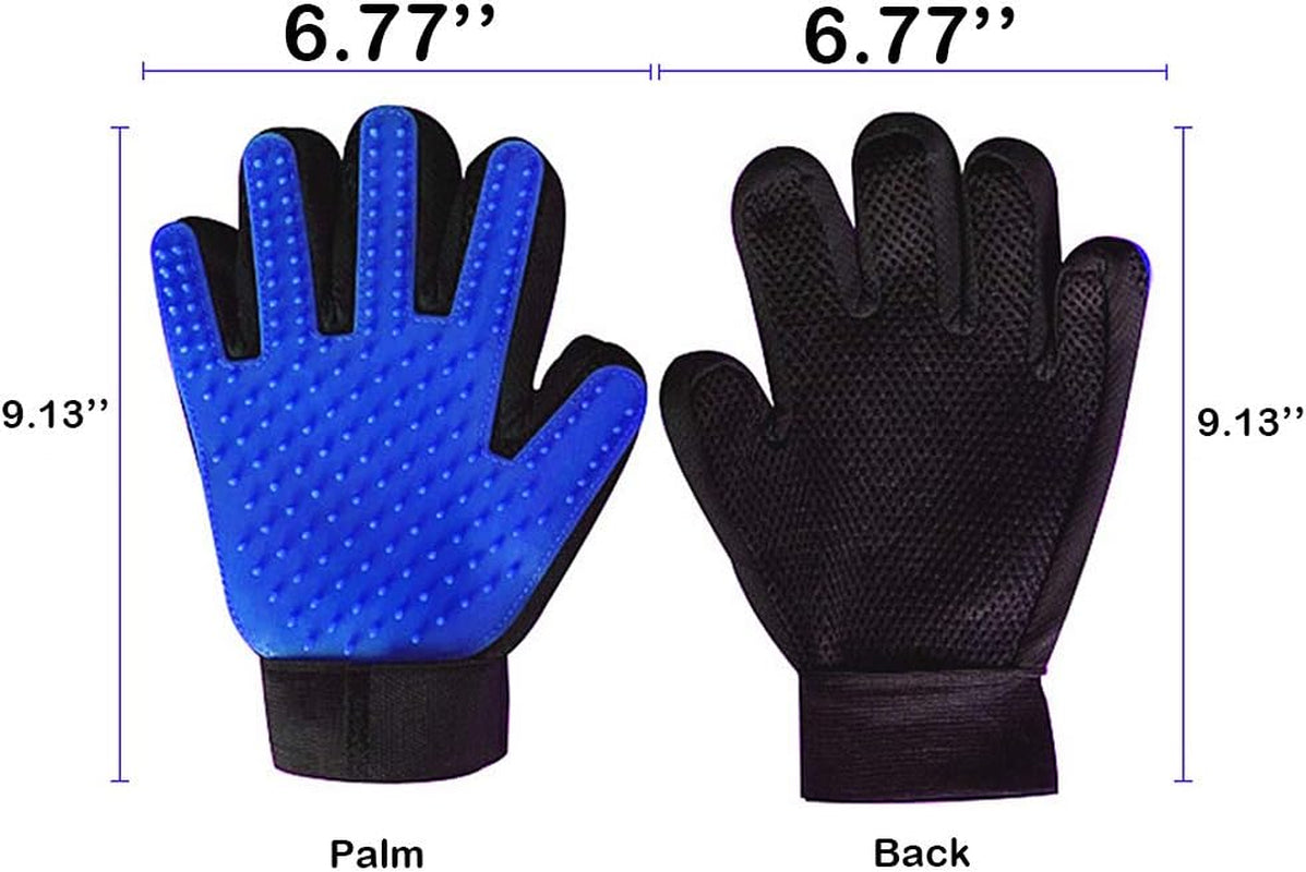 1-2 Pair Pet Dog Cat De-Shedding Brush Grooming Glove Massage Hair Fur Removal Detangle (1 Pair, Blue)