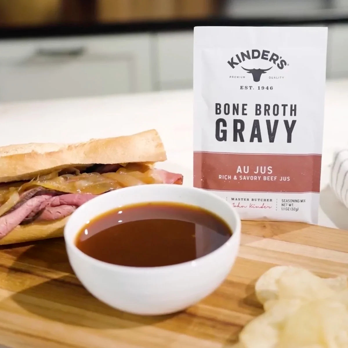 (5 Pack) Au Jus Bone Broth Gravy, 1.1Oz Packet