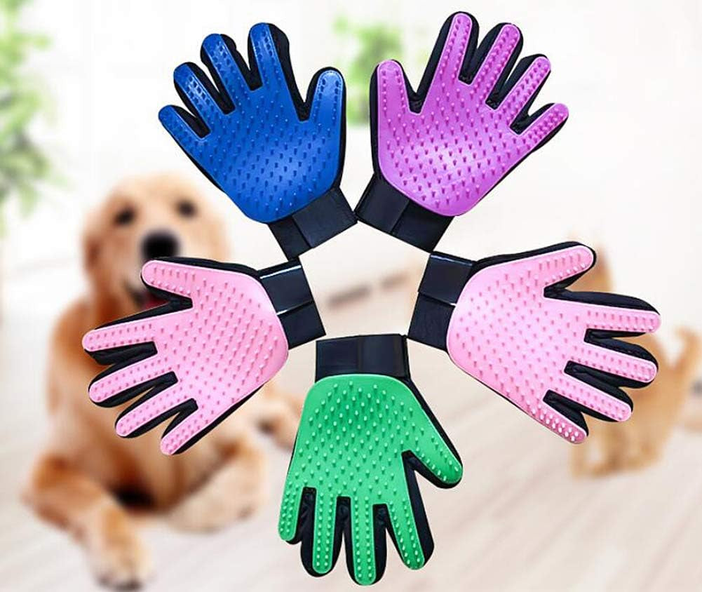 1-2 Pair Pet Dog Cat De-Shedding Brush Grooming Glove Massage Hair Fur Removal Detangle (1 Pair, Blue)
