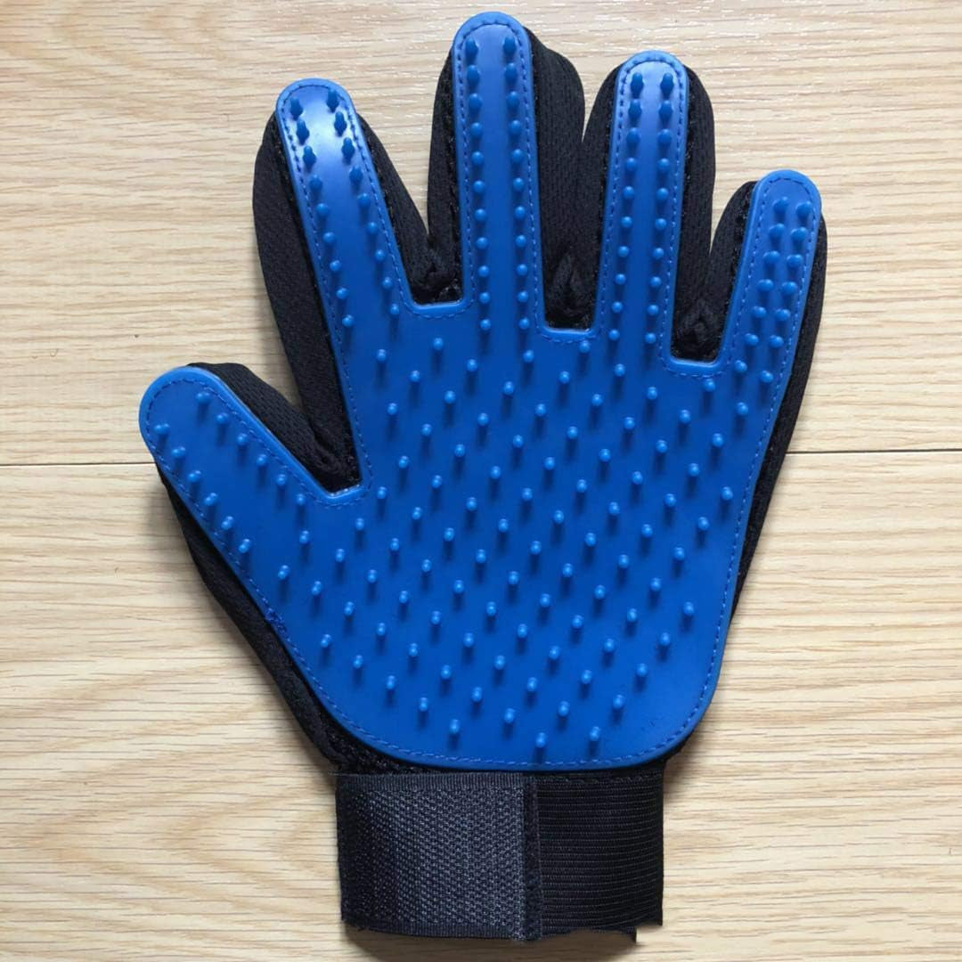 1-2 Pair Pet Dog Cat De-Shedding Brush Grooming Glove Massage Hair Fur Removal Detangle (1 Pair, Blue)