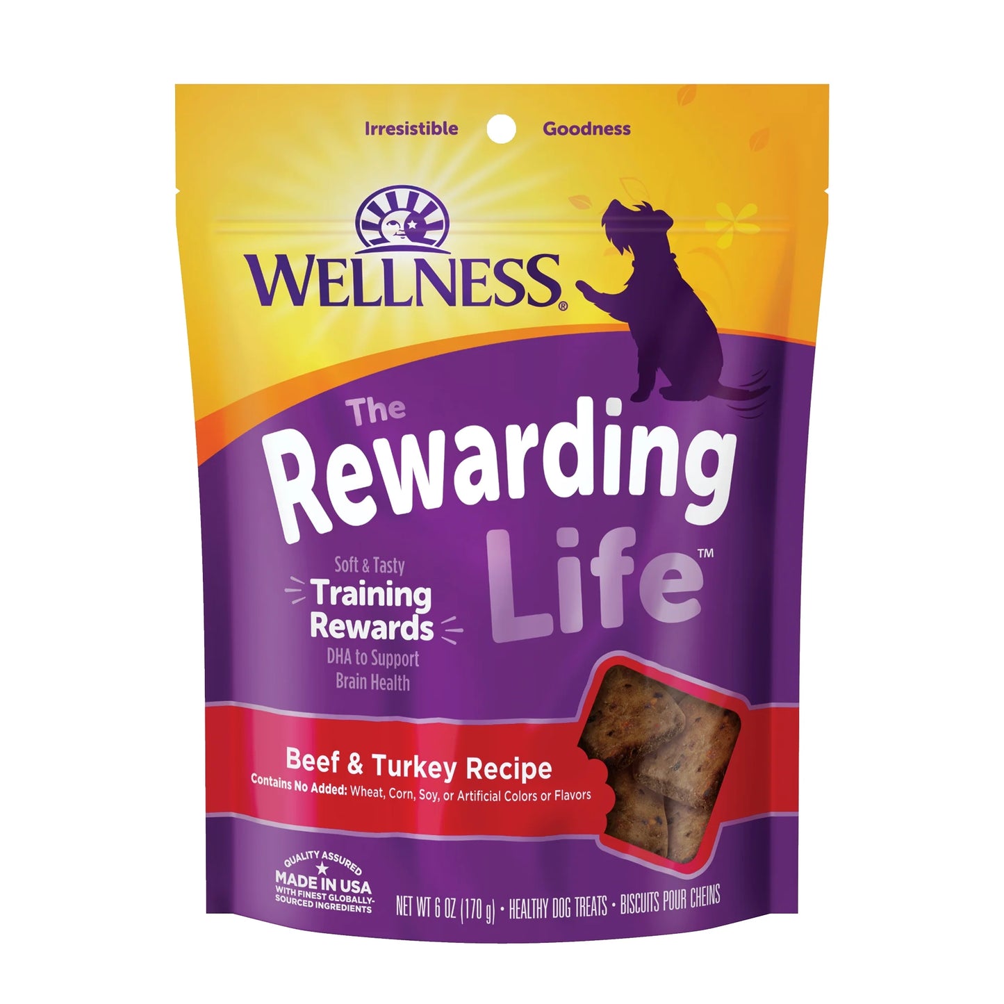 Wellness Rewarding Life Dog Treats, Natural, Training Treat, Grain Free, Soft Beef & Turkey (6 Ounce Bag)