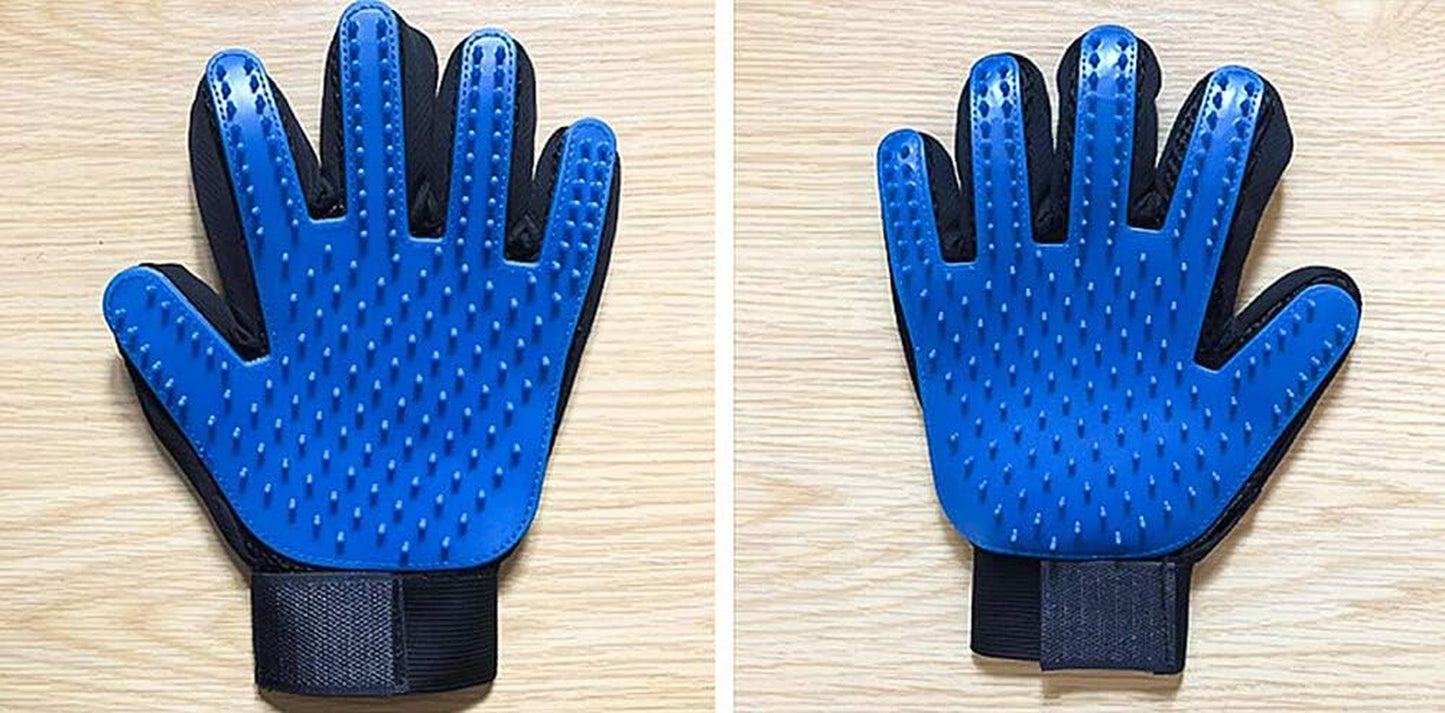 1-2 Pair Pet Dog Cat De-Shedding Brush Grooming Glove Massage Hair Fur Removal Detangle (1 Pair, Blue)