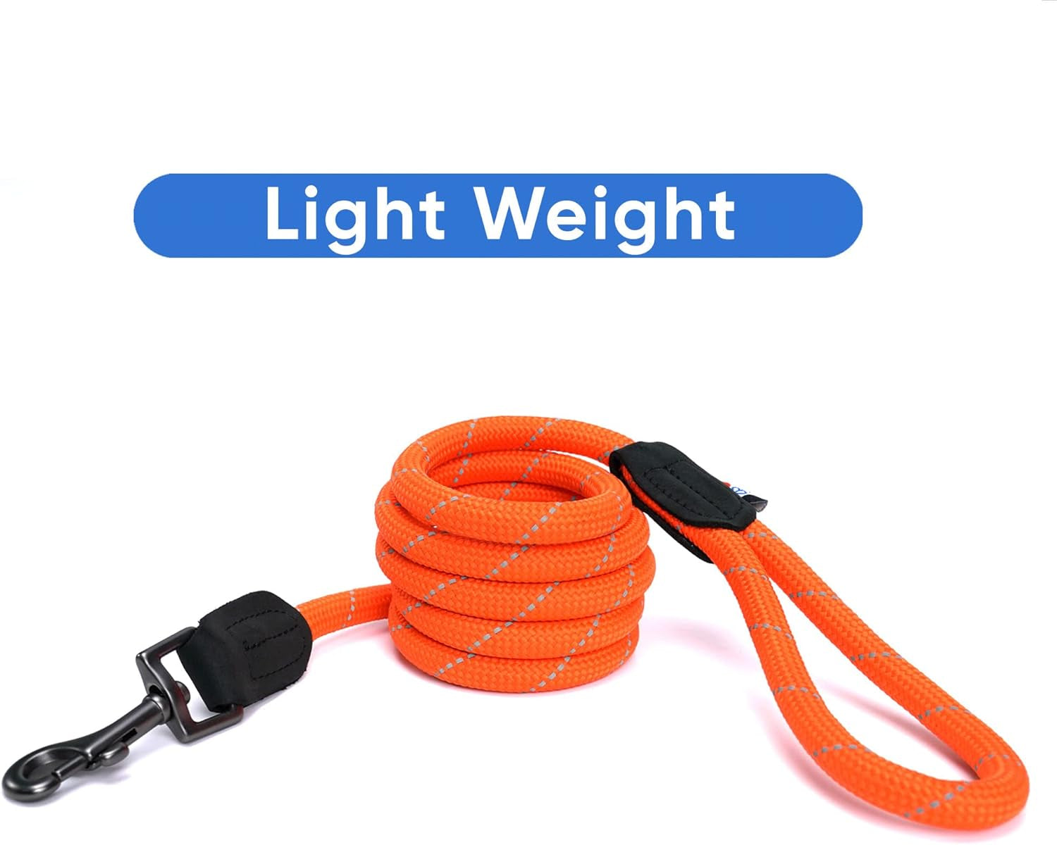 6FT Training Dog Leash Durable Medium Rope Leash for Dogs Premium Quality Heavy Duty Rope Lead Strong and Comfortable - Orange Puppy Leash
