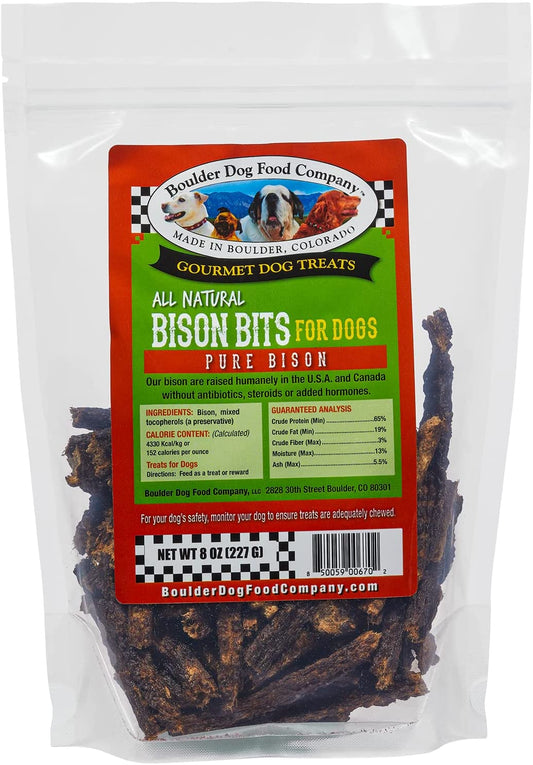 Bison Bits All Natural Dog Treats, 8 Oz: Grain Free Dog Treats - Healthy Dog Treats - Bison Dog Treats - Dog Training Treats - Dog Treats Made in USA Only