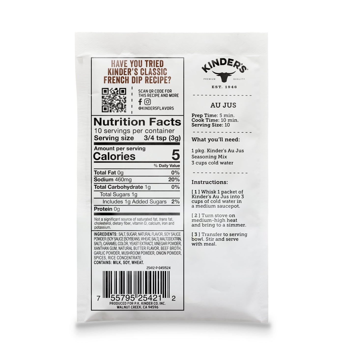 (5 Pack)  Au Jus Bone Broth Gravy, 1.1Oz Packet