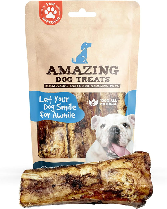 - 5-6 Inch Meaty Beef Marrow Bones- (6 Count) - Best Bones for Dogs - Long Lasting Dog Chew Bones - Filled Marrow Dog Bone