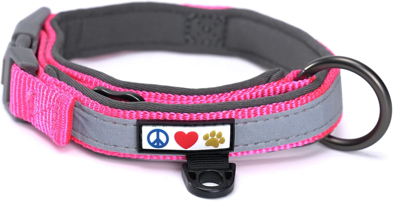 Lumberjack Pad Reflective Pink Neoprene Collar - Medium/Large Puppy Training Collar