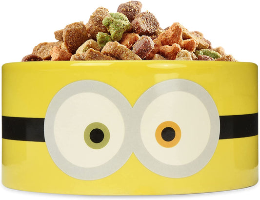 Bob Ceramic Dog Food Bowl, 6 Inch |  the Rise of Gru Dog Water and Food Bowl, Yellow Ceramic Dog Bowls for Medium Sized Dogs and All Dogs, Food Bowl Holds 3.5 Cups