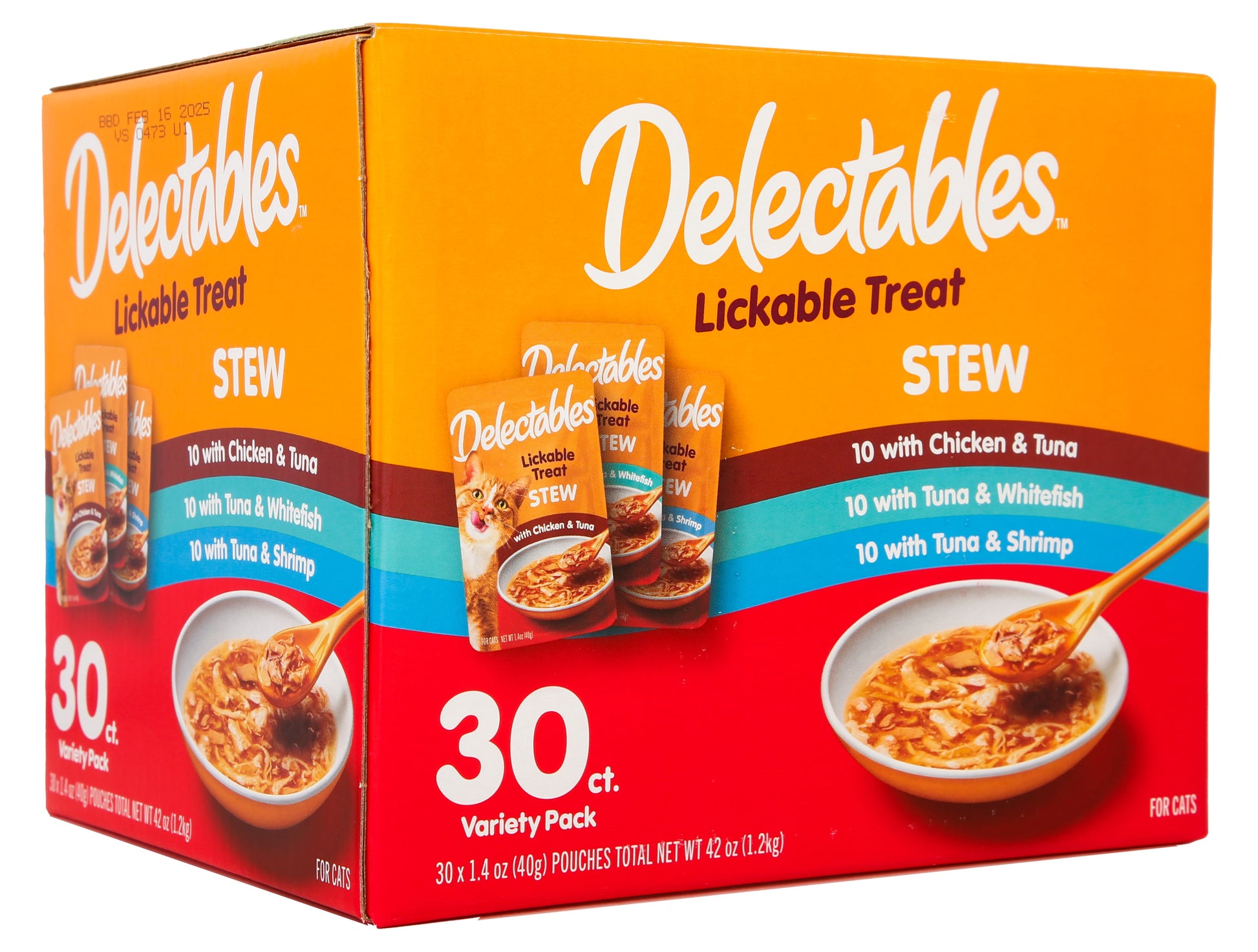 (2 Pack)  Delectables Stew Lickable Wet Cat Treats Variety Pack, 30 Count
