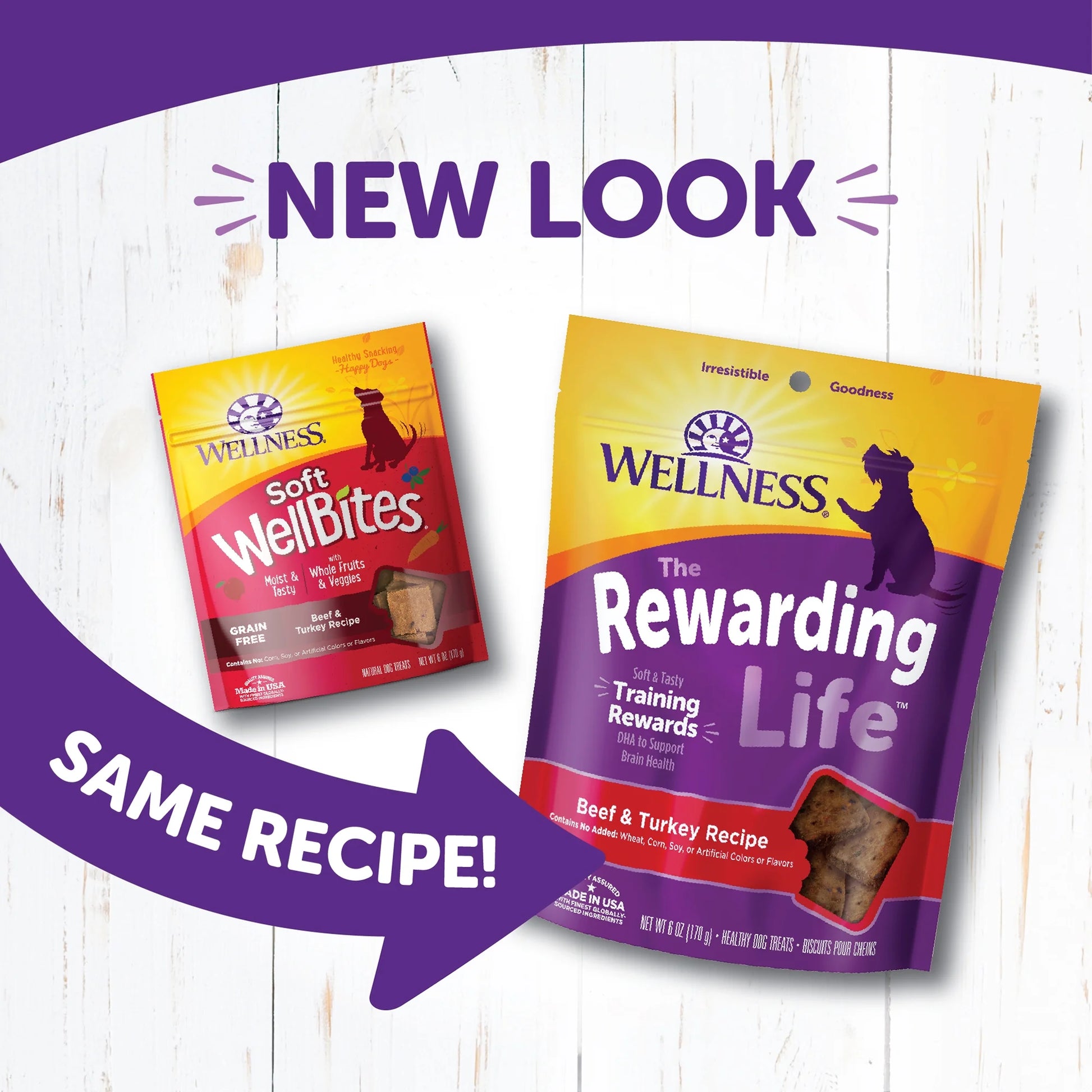 Wellness Rewarding Life Dog Treats, Natural, Training Treat, Grain Free, Soft Beef & Turkey (6 Ounce Bag)